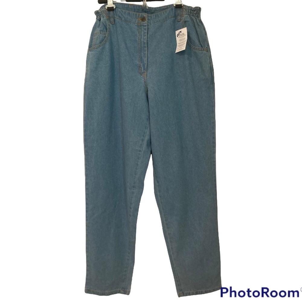 VTG MAINSTREET BLUES High Rise Jeans WOMEN'S 14 Blue Light Wash Elastic Waist